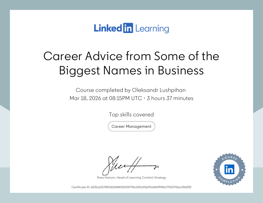 Career Advice from Some of the Biggest Names in Business certificate preview