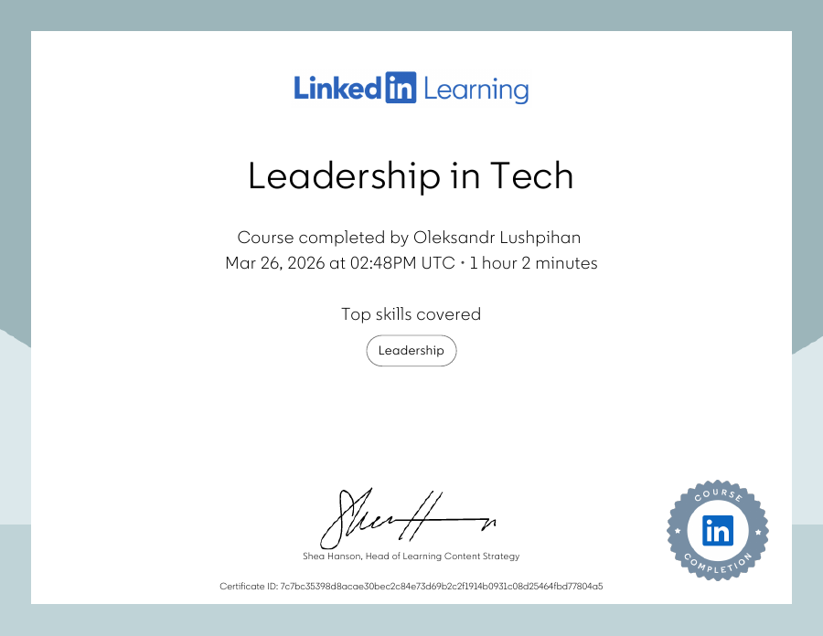 Leadership in Tech certificate preview