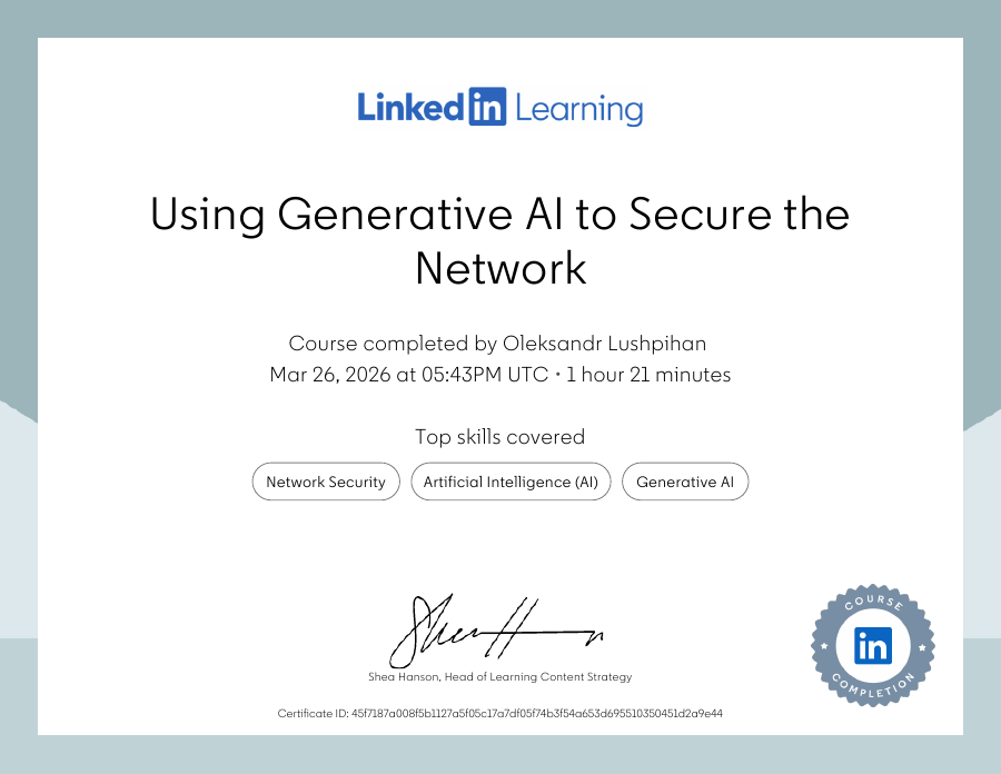 Using Generative AI to Secure the Network certificate preview