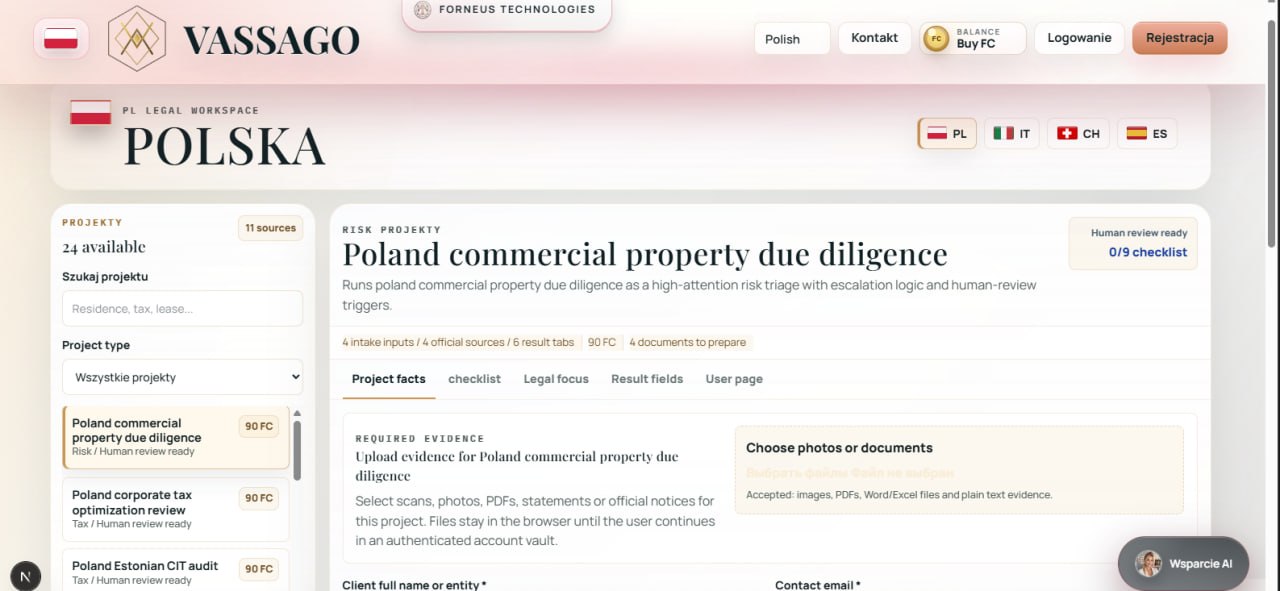 VASSAGO Poland Legal Workspace